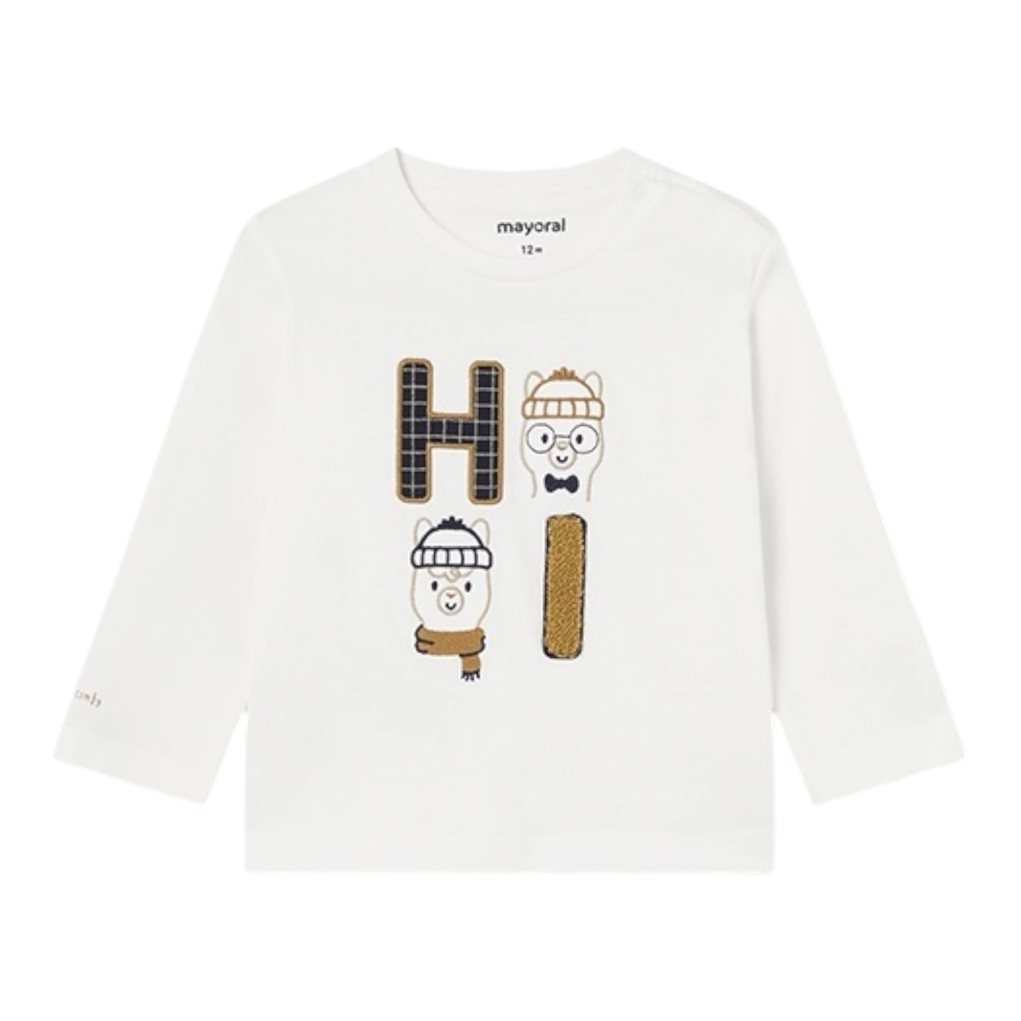 MAYORAL shirt girocollo tinta unita con stampa in contrasto Panna per Neonato 2030 PANNA MAYORAL 