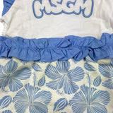 Msgm Zweifarbiges Kleid mit halben Ärmeln und weißem Muster für Baby Mädchen