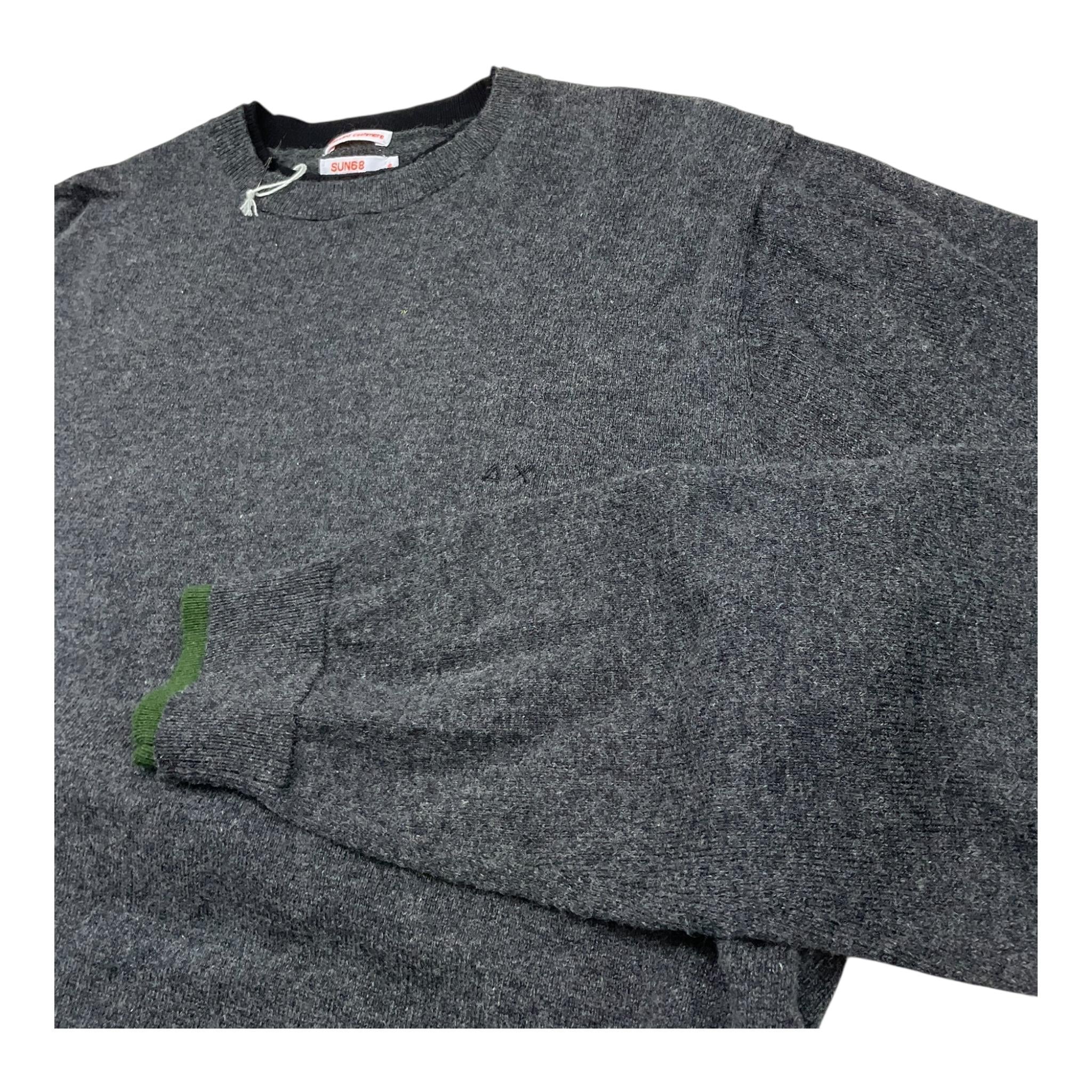 SUN68 maglia girocollo tinta unita con logo Grigio per Bambino MAG1220 GRIGIO SUN68 