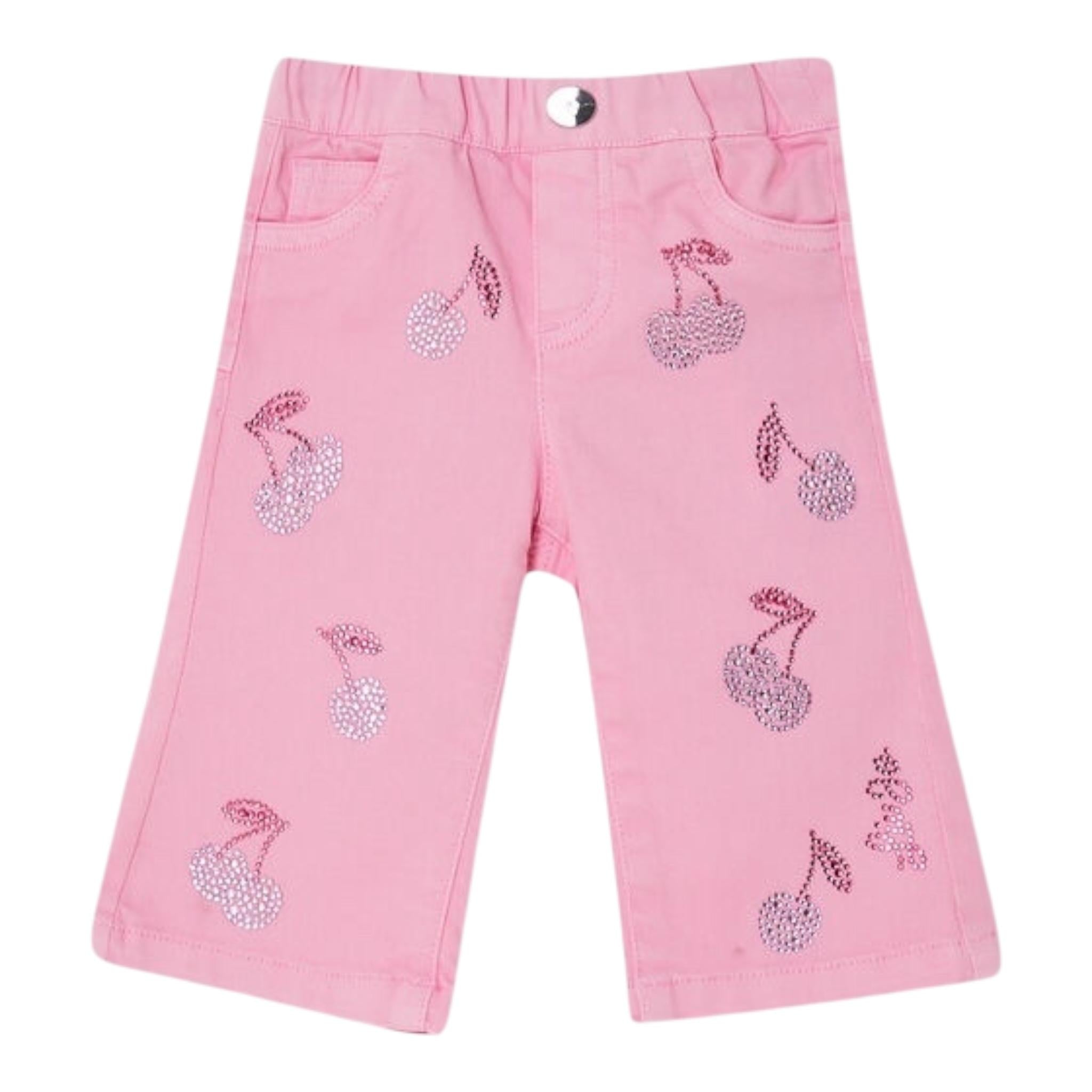Liu Jo Pantalone Tinta Unita con Elastic In Vita E Brillantini per Neonata HA5070 ROSA LIU JO 