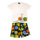 Diadora Complete 2-teiliges T-Shirt-Bermuda Two-Tone Weiß/Schwarz für Kinder