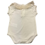 Tintenfisch-Bodysuit, halbe Ärmel, einfarbig, mit cremefarbenem Tüllkragen für Babymädchen
