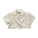 Janice Weiße, halblange, einfarbige Crop-Jacke für Mädchen
