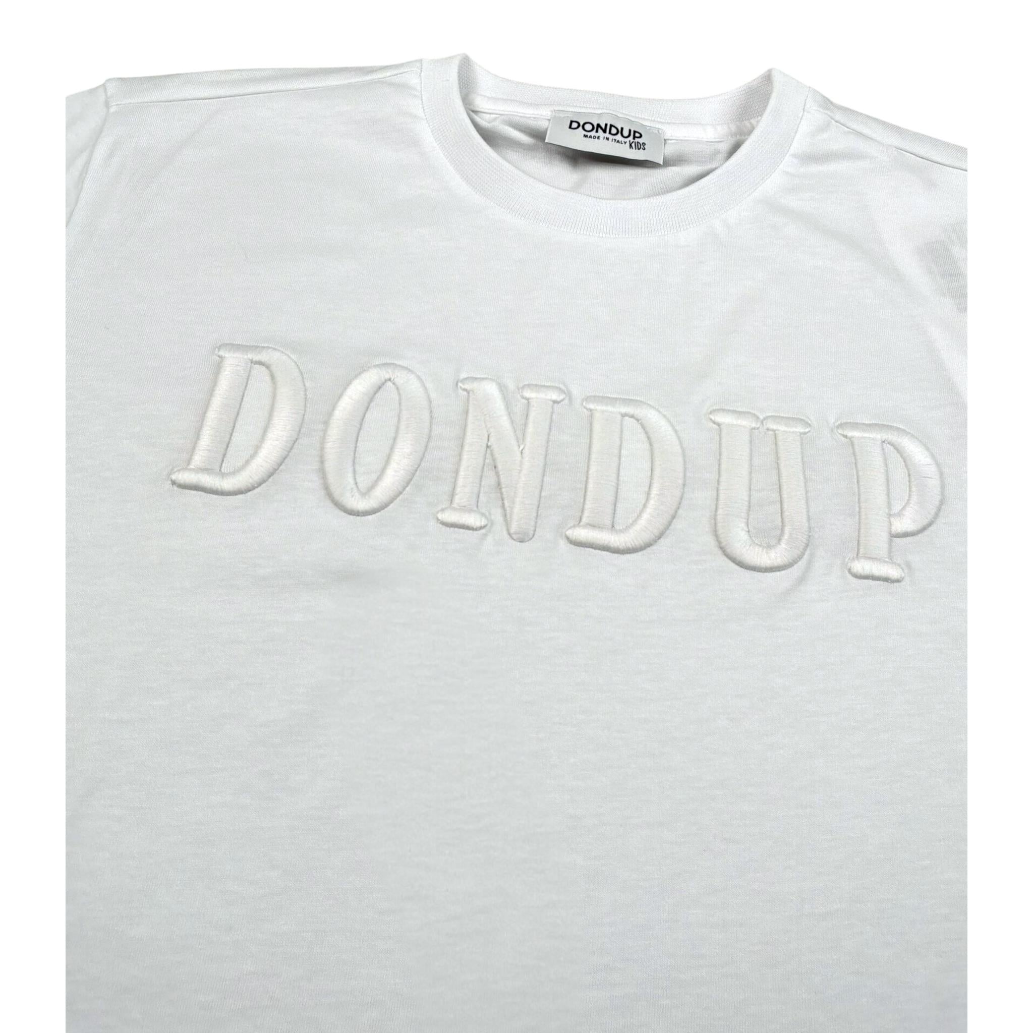 Dondup T-Shirt Girocollo Tinta Unita con Stampa per Bambina DMTS037XXX BIANCO DONDUP 