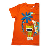 Losan Rundhals-T-Shirt einfarbig mit Kontrastdrucken Orange für Neugeborene