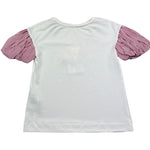 Monnalisa T-Shirt Girocollo Tinta Unita con Maniche In Contrasto per Bambina 117607SF BIANCO MONNALISA 