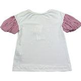 Monnalisa T-Shirt Girocollo Tinta Unita con Maniche In Contrasto per Bambina 117607SF BIANCO MONNALISA 