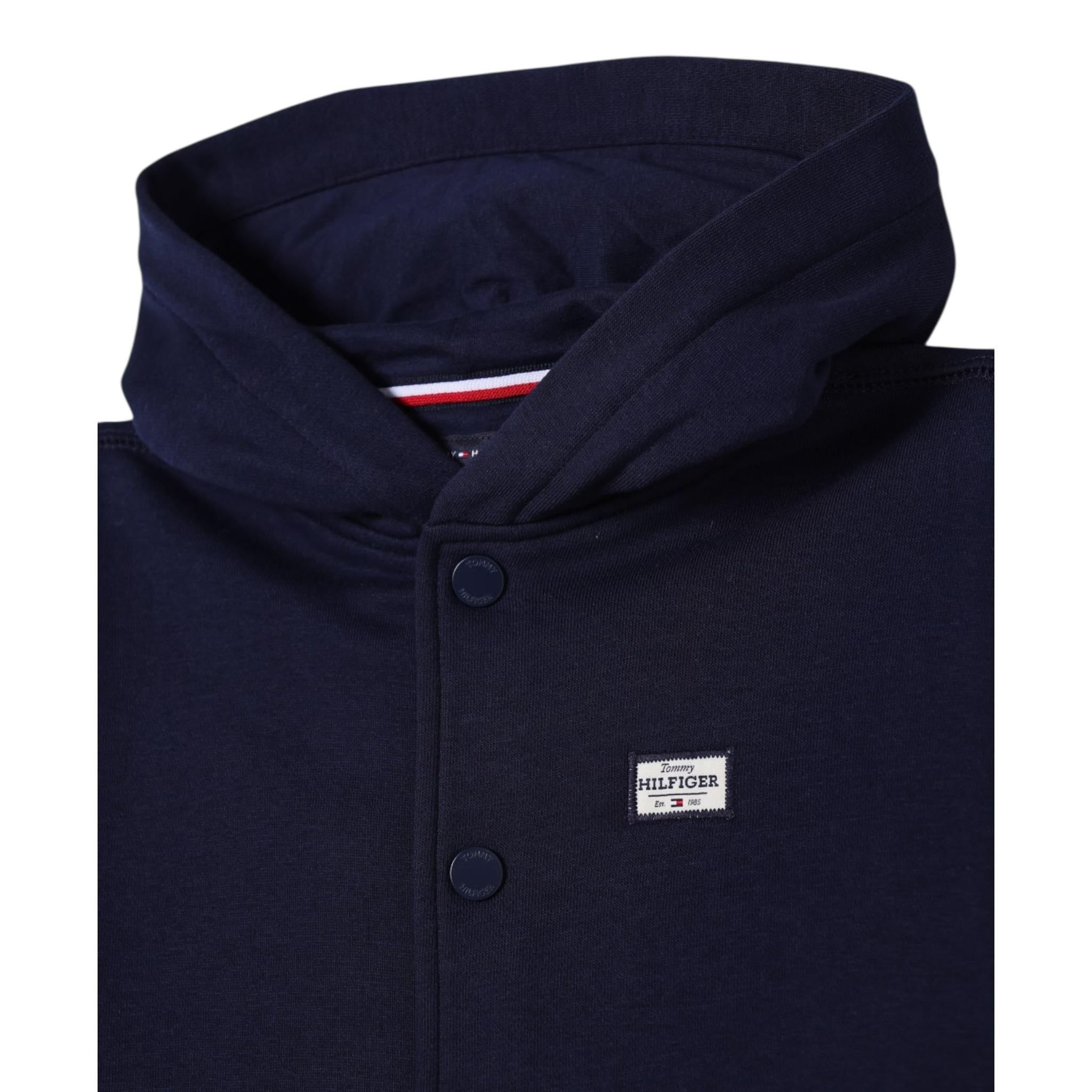 Tommy Hilfiger Felpa con Bottoni E Cappuccio Tinta Unita per Bambino KB0KB09314 BLU TOMMY HILFIGER 