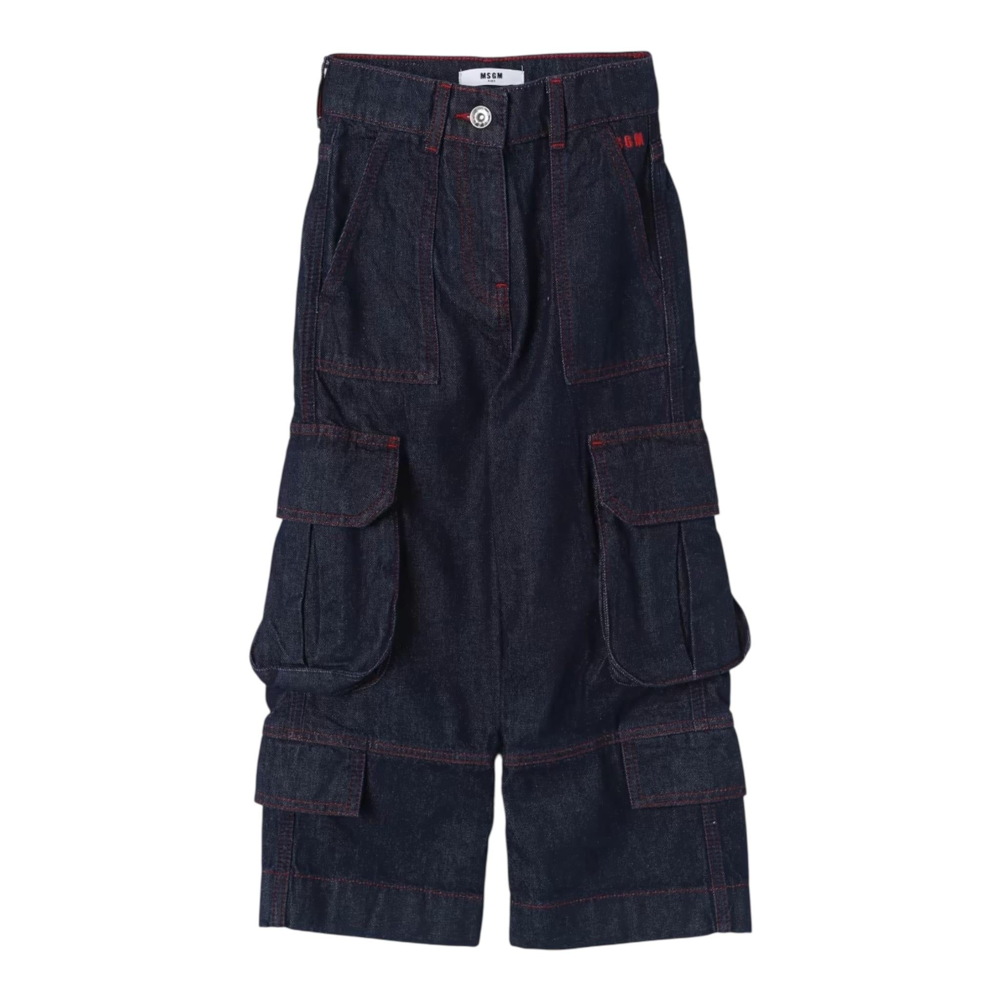 MSGM jeans tinta unita modello palazzo cargo Blu per Bambina F4MSJGDP013 BLU MSGM 
