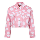Marc Jacobs – Einfarbige Jeansjacke mit rosa Tupfenmuster für Mädchen