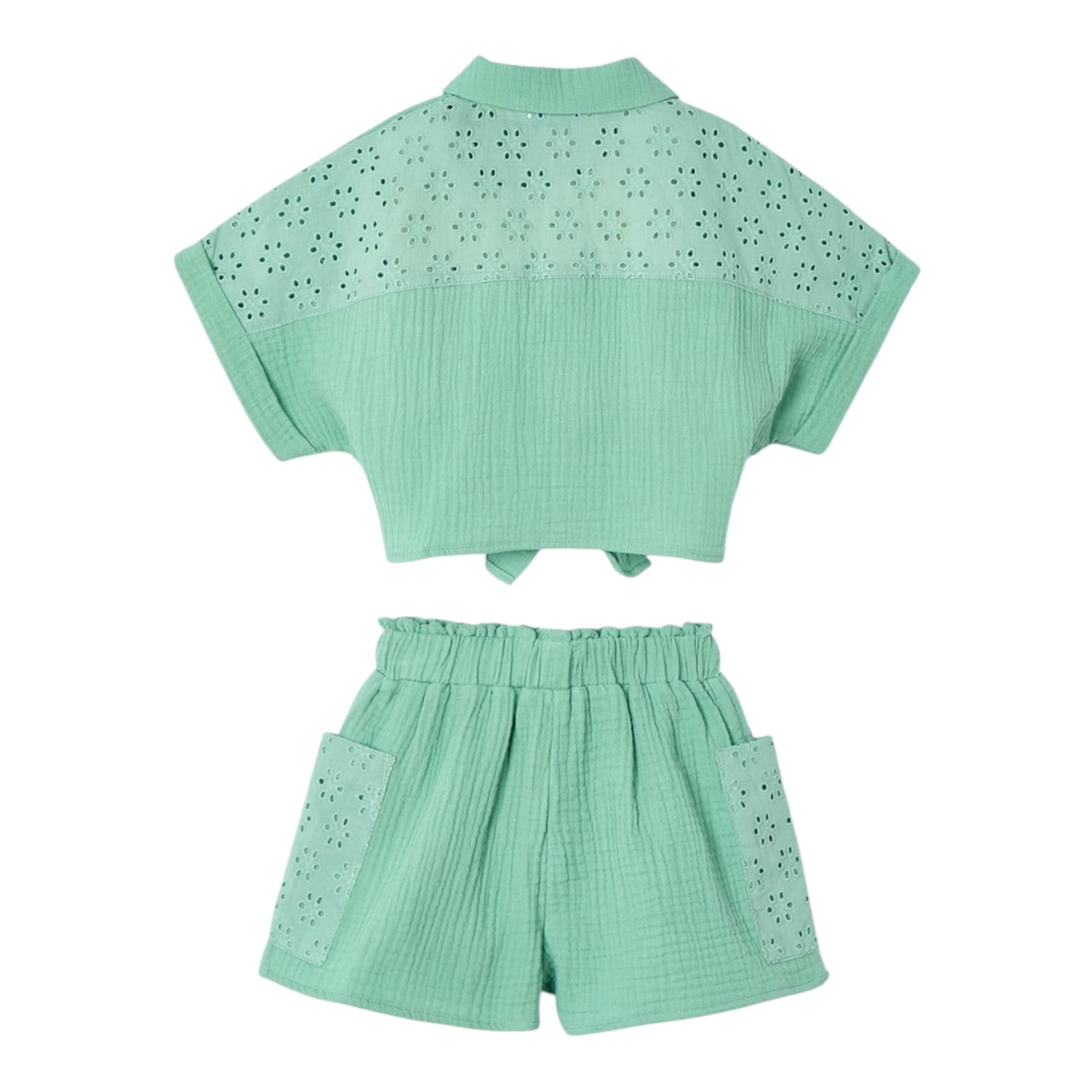 Mayoral Completo 2 Pezzi Camicia-Short Tinta Unita per Bambina 3210 VERDE MAYORAL 