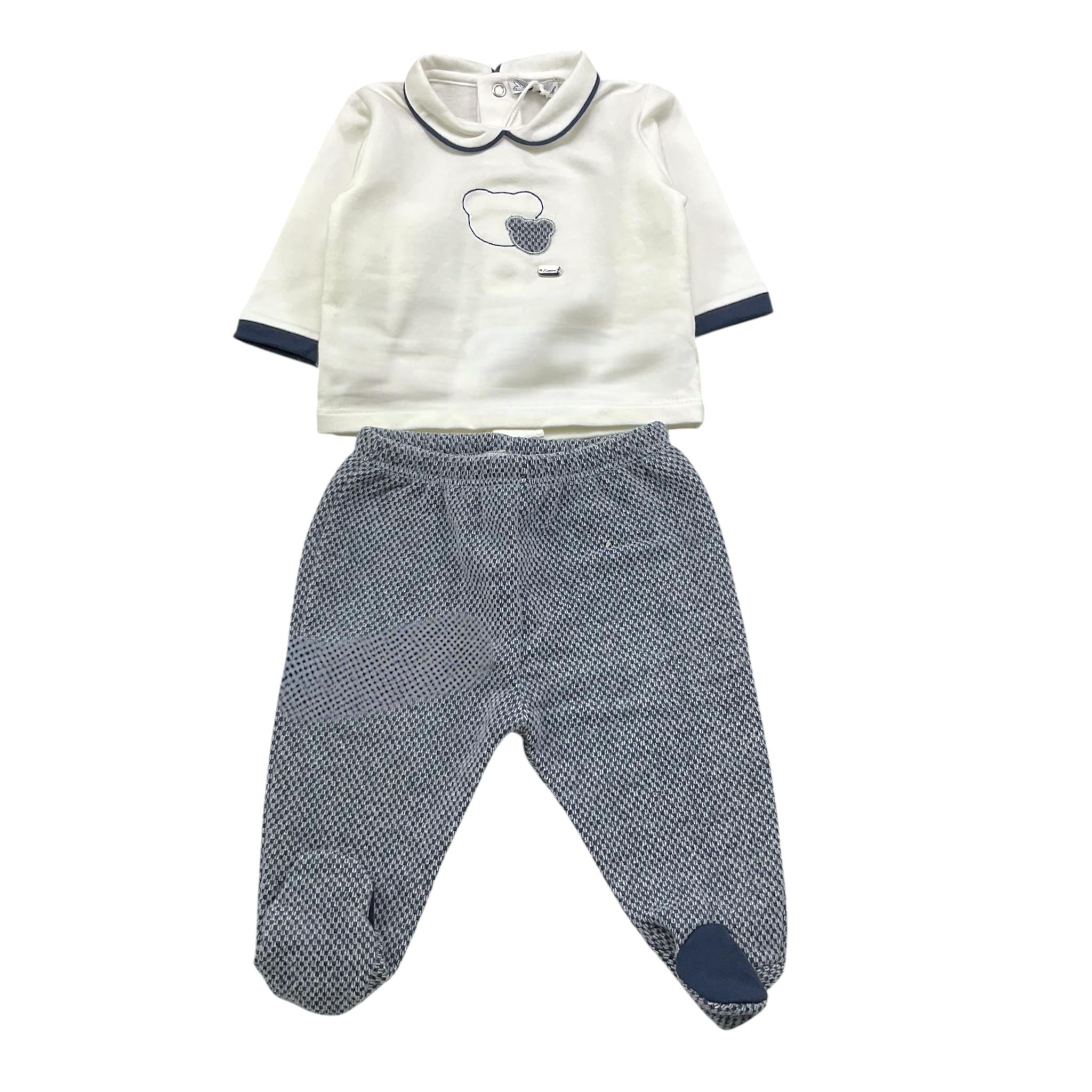 NINNAOH completo 2pz maglia-ghettina Bianco/blu per Neonato I21203C BIANCO/BLU NINNAOH 