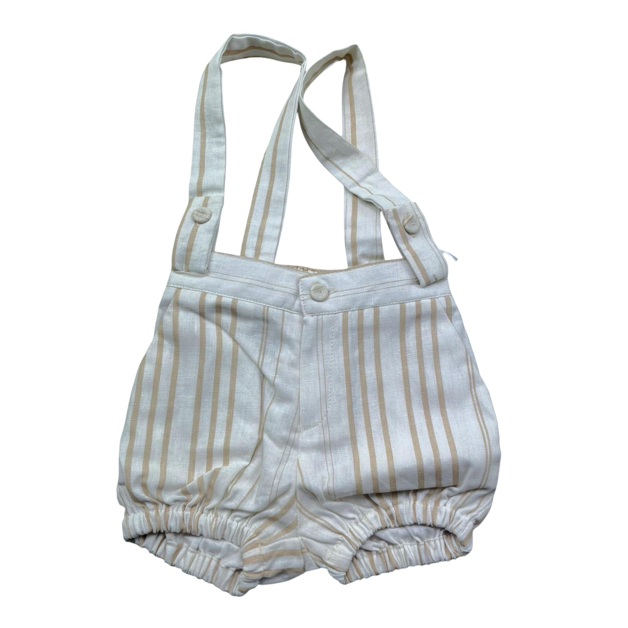 Manuel & Frank Salopette Tinta Unita con Fantasia A Righe per Neonato MF2194I BIANCO/BEIGE MANUEL & FRANK 