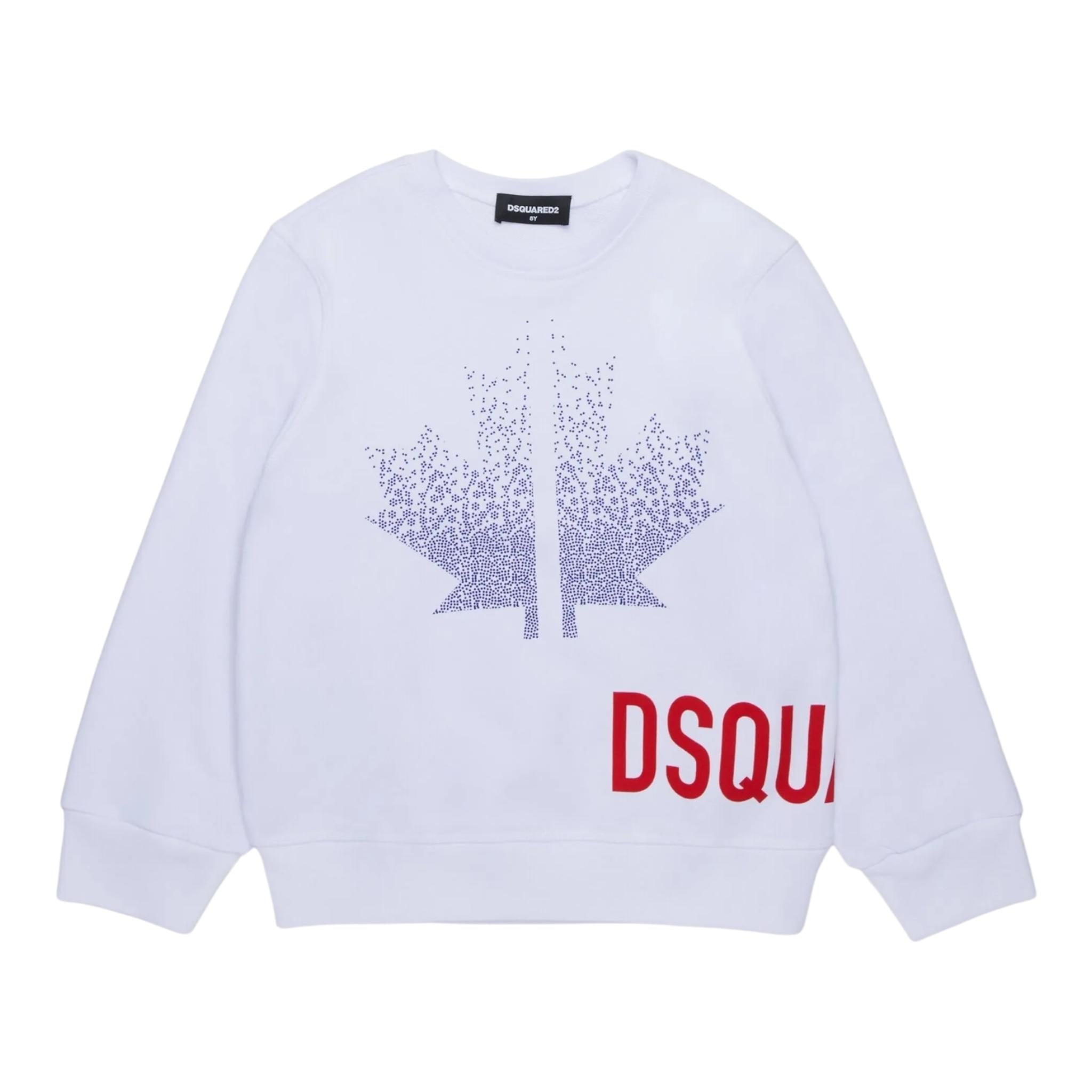 DSQUARED2 felpa chiusa girocollo tinta unita con stampa in contrasto Bianco per Bambino DQ2538XX BIANCO DSQUARED2 