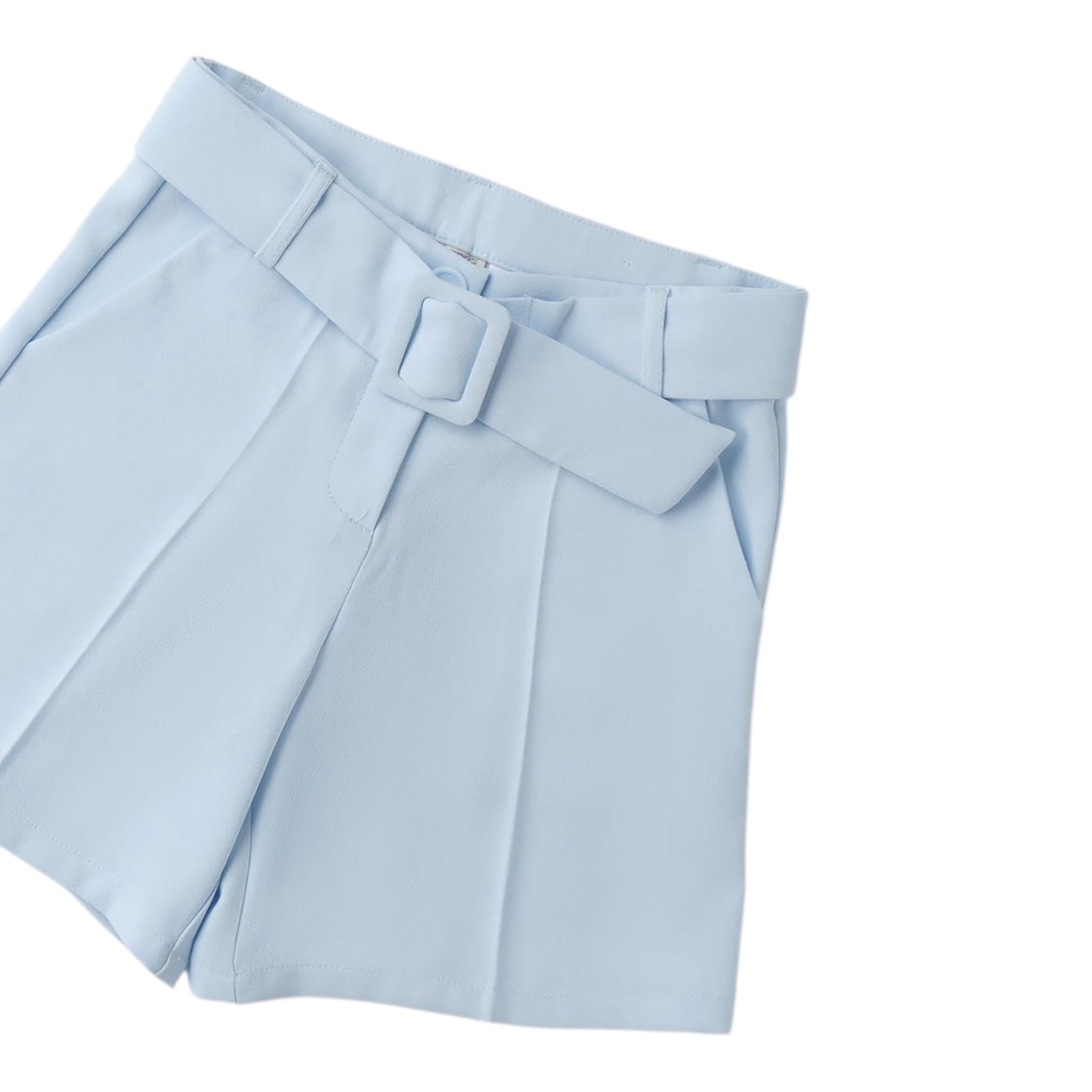 Sarabanda Short Tinta Unita con Cintura per Bambina 0B533 AZZURRO SARABANDA 