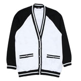 Balmain Zweifarbiges Sweatshirt mit Knopfleiste Schwarz/Weiß für Jungen