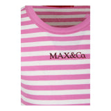 Max&amp;Co. Einfarbiges T-Shirt mit Streifenmuster und rosa Logo-Print für Mädchen