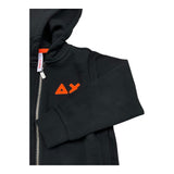 SUN68 felpa con zip e cappuccio tinta unita con logo Nero per Bambino F44331 NERO SUN68 