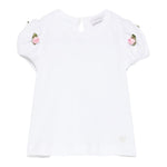 Monnalisa T-Shirt Girocollo Tinta Unita con Applicazioni per Bambina 31E604 BIANCO MONNALISA 