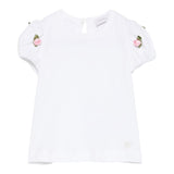Monnalisa T-Shirt Girocollo Tinta Unita con Applicazioni per Bambina 31E604 BIANCO MONNALISA 
