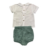 Babidu 2-teiliges Set Shirt-Hose Weiß/Grün für Neugeborene