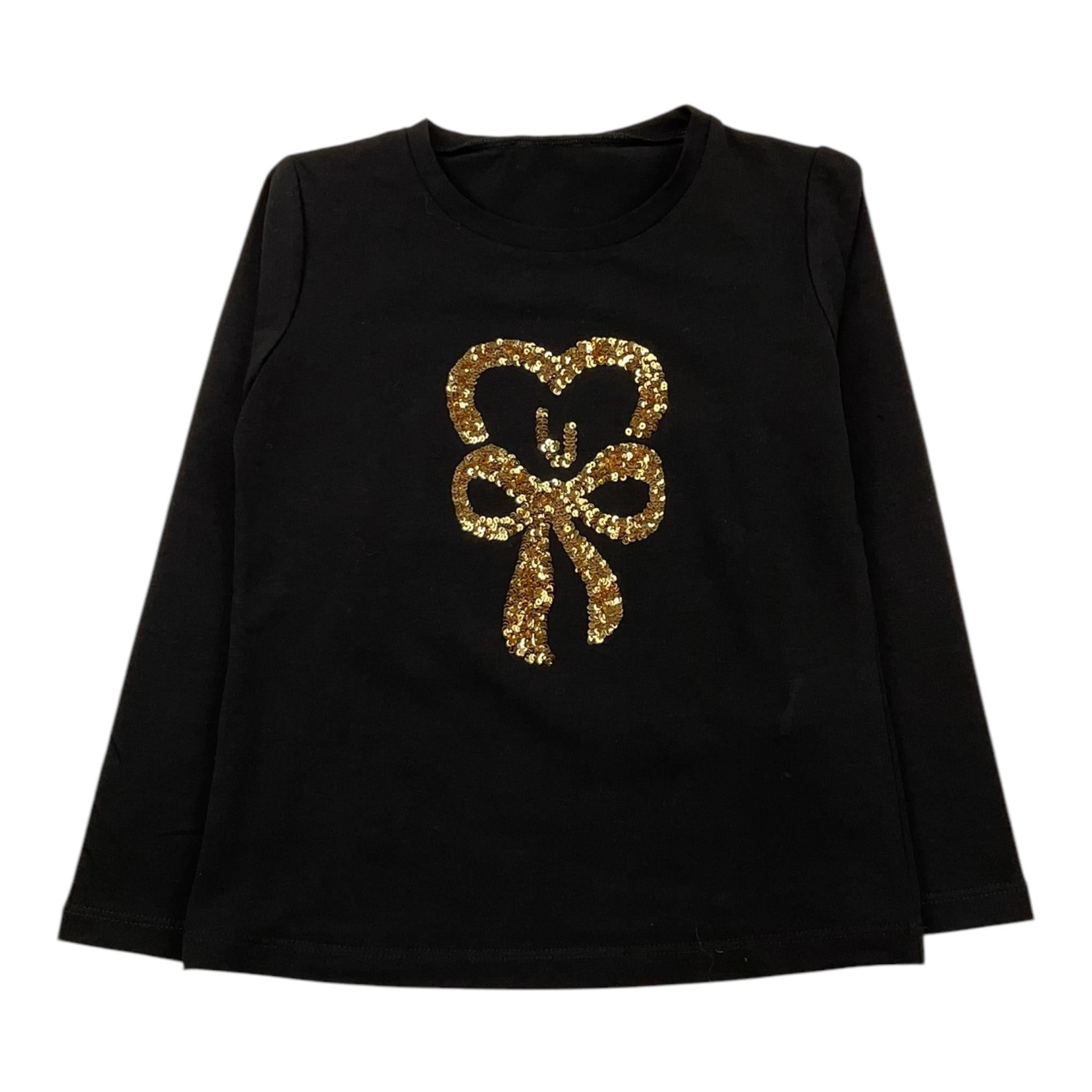 LIU JO shirt girocollo tinta unita con stampa paillettata Nero per Bambina KF4118 NERO LIU JO 