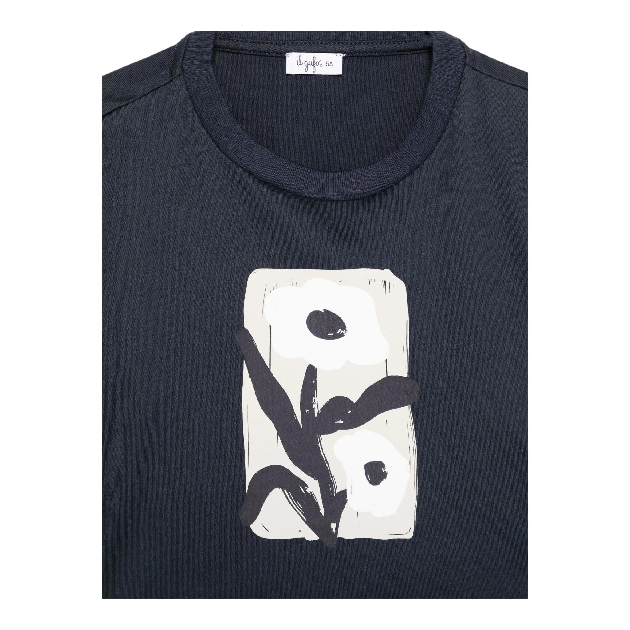 Il Gufo T-Shirt Girocollo Tinta Unita con Stampa per Bambina P25TS477MF001 BLU IL GUFO 