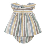 Mayoral Set Abito-Coulotte con Fantasia A Righe per Neonata 1855 BIANCO MAYORAL 