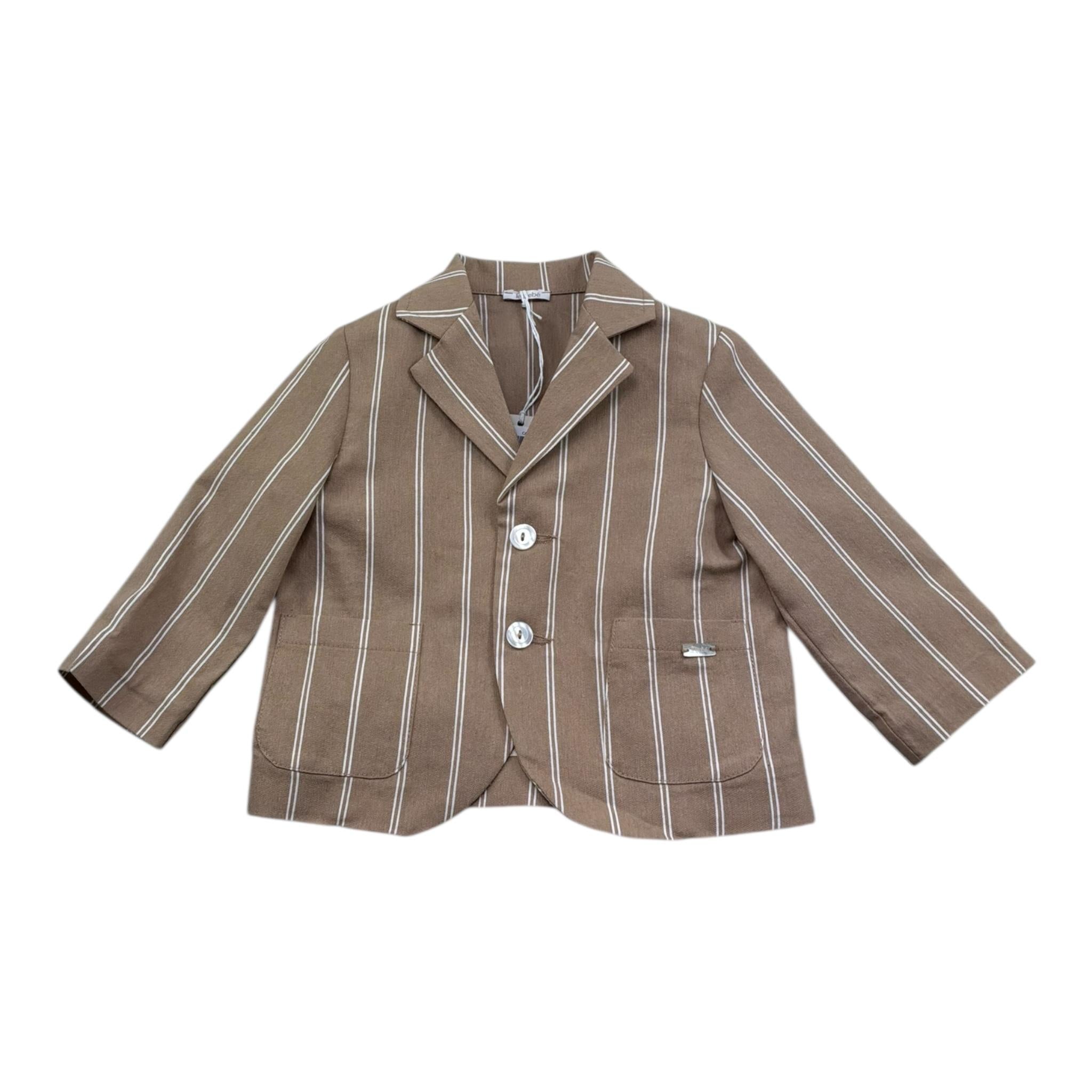 Le Bebe' Giacca Tinta Unita Fantasia A Righe per Neonato LBB5385 MARRONE LE BEBE' 