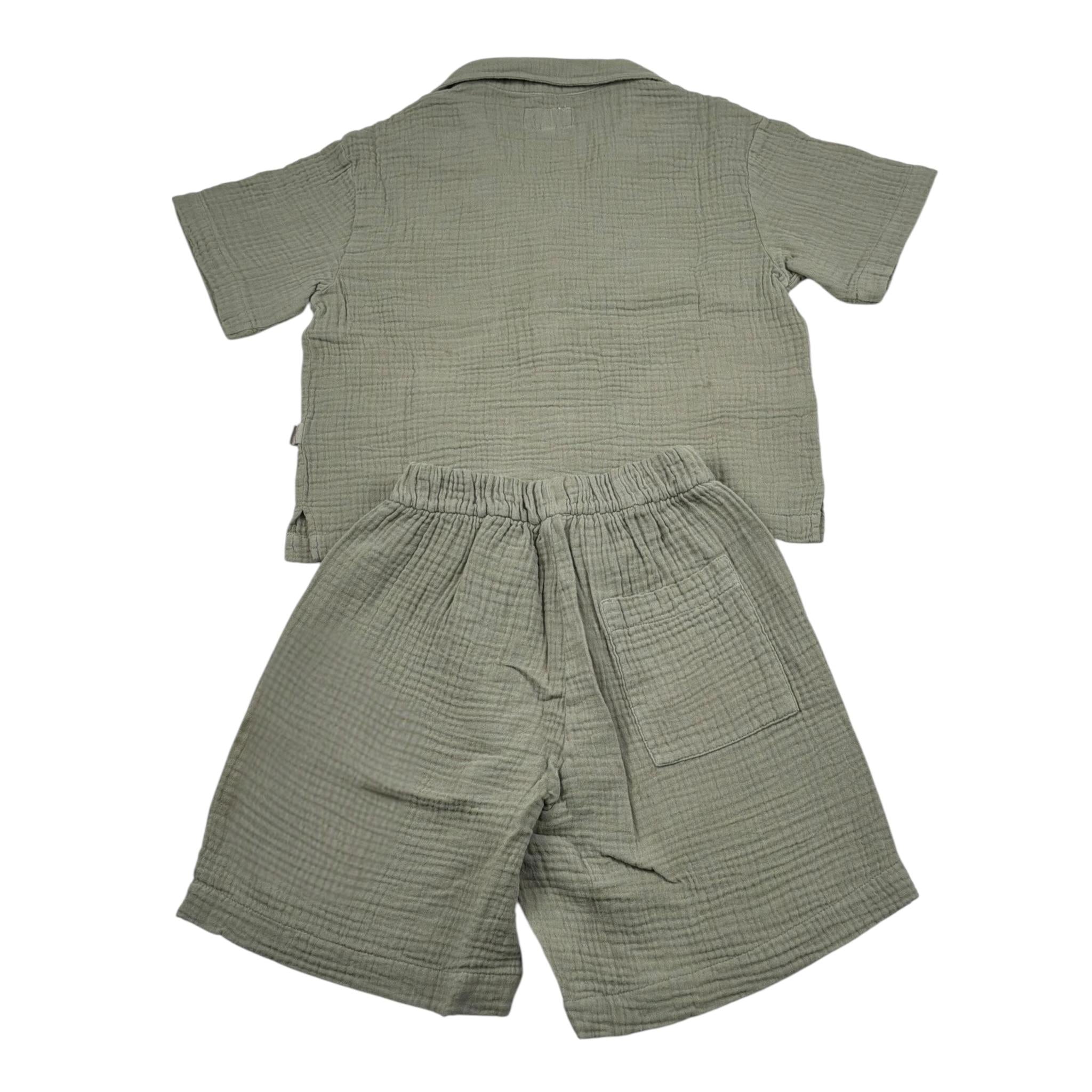 Teddy E Minou Completo 2 Pezzi Camicia-Bermuda Tinta Unita per Bambino E25CP075C6041X VERDE TEDDY E MINOU 