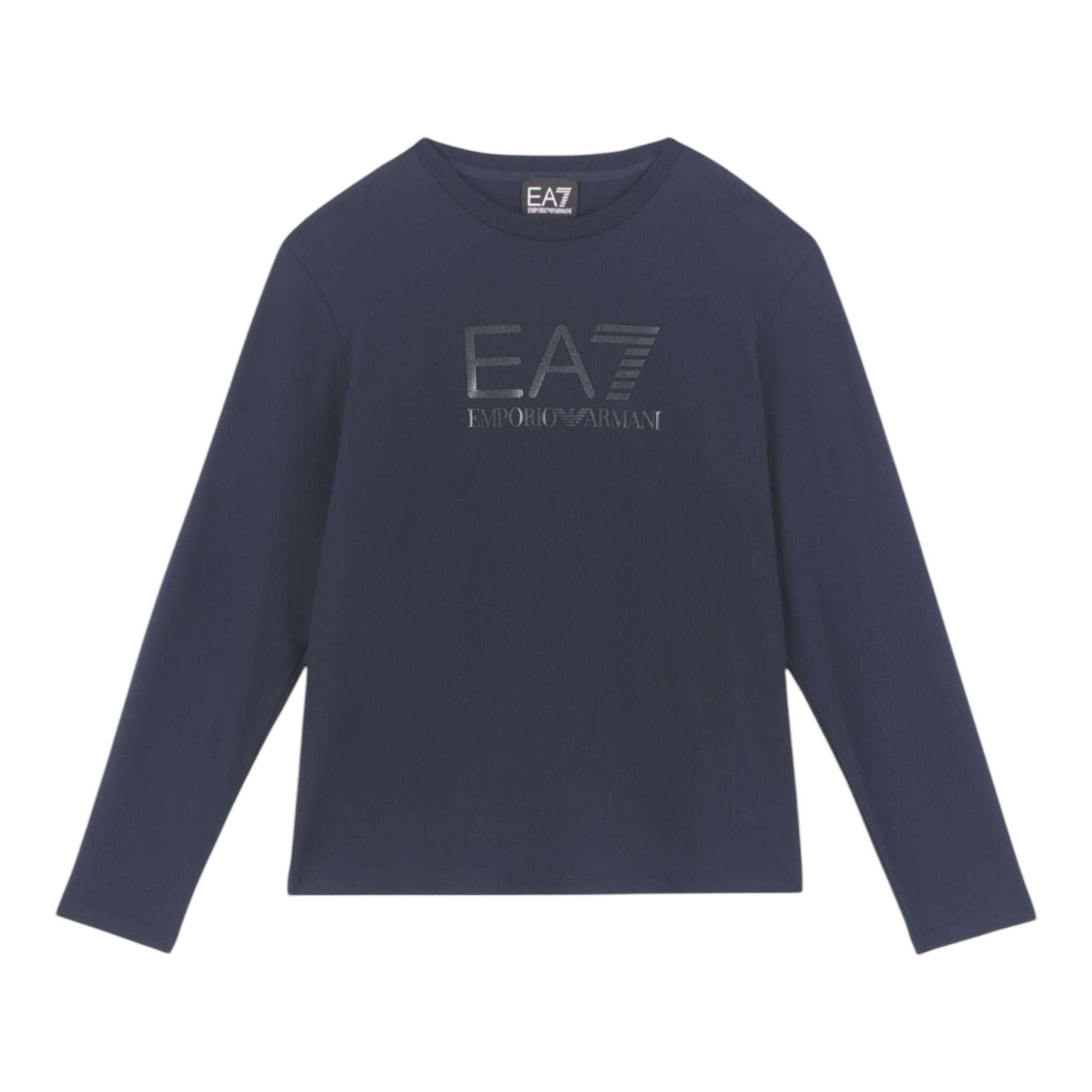 EMPORIO ARMANI shirt tinta unita girocollo con stampa Blu per Bambino 6DBT54 BLU EMPORIO ARMANI 