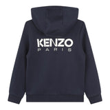 KENZO felpa chiusa con cappuccio tinta unita con fiore Blu per Bambina K25837 BLU KENZO 