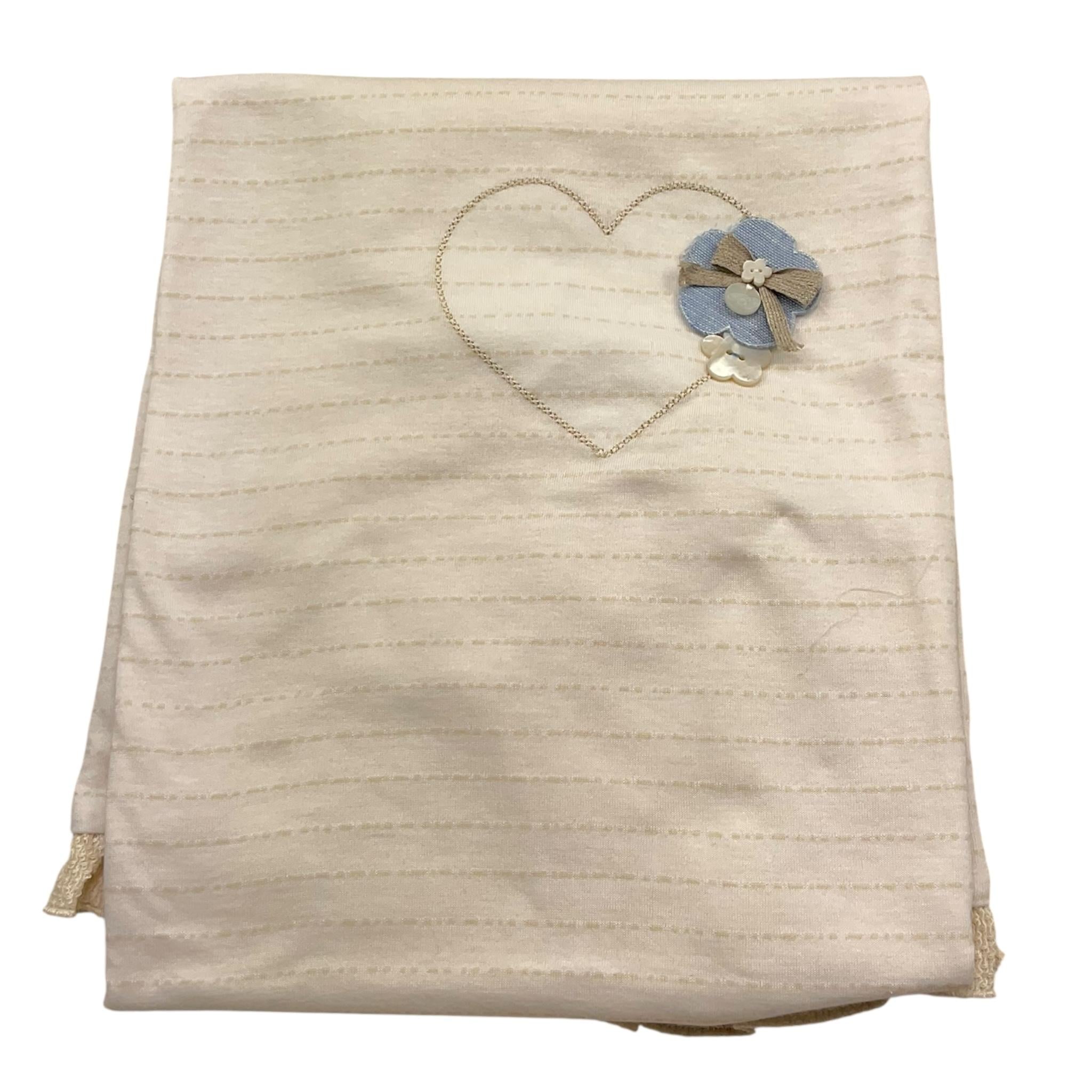 Barcellino Coperta Tinta Unita con Stampa E Applicazioni per Neonata BO220014 PANNA BARCELLINO 