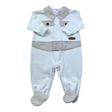 I Delfi Tutina Manica Lunga Tinta Unitacon Profili In Contrasto per Neonato 25P5230 BIANCO I DELFI 
