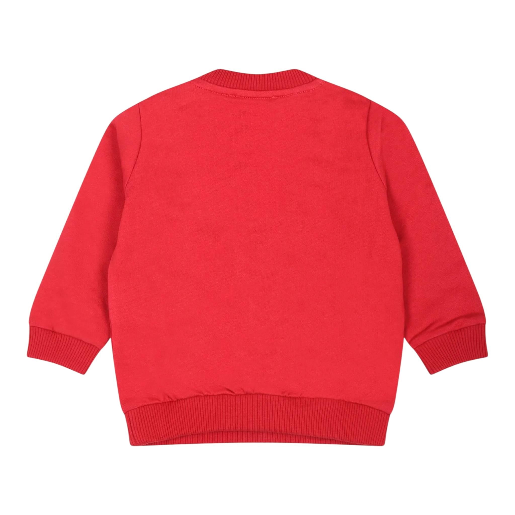 MOSCHINO felpa chiusa girocollo tinta unita con logo Rosso per Neonato M8F040 ROSSO MOSCHINO 