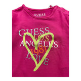 GUESS shirt girocollo tinta unita con rouches Fuxia per Neonata K2RI01K6YW1 FUXIA GUESS 