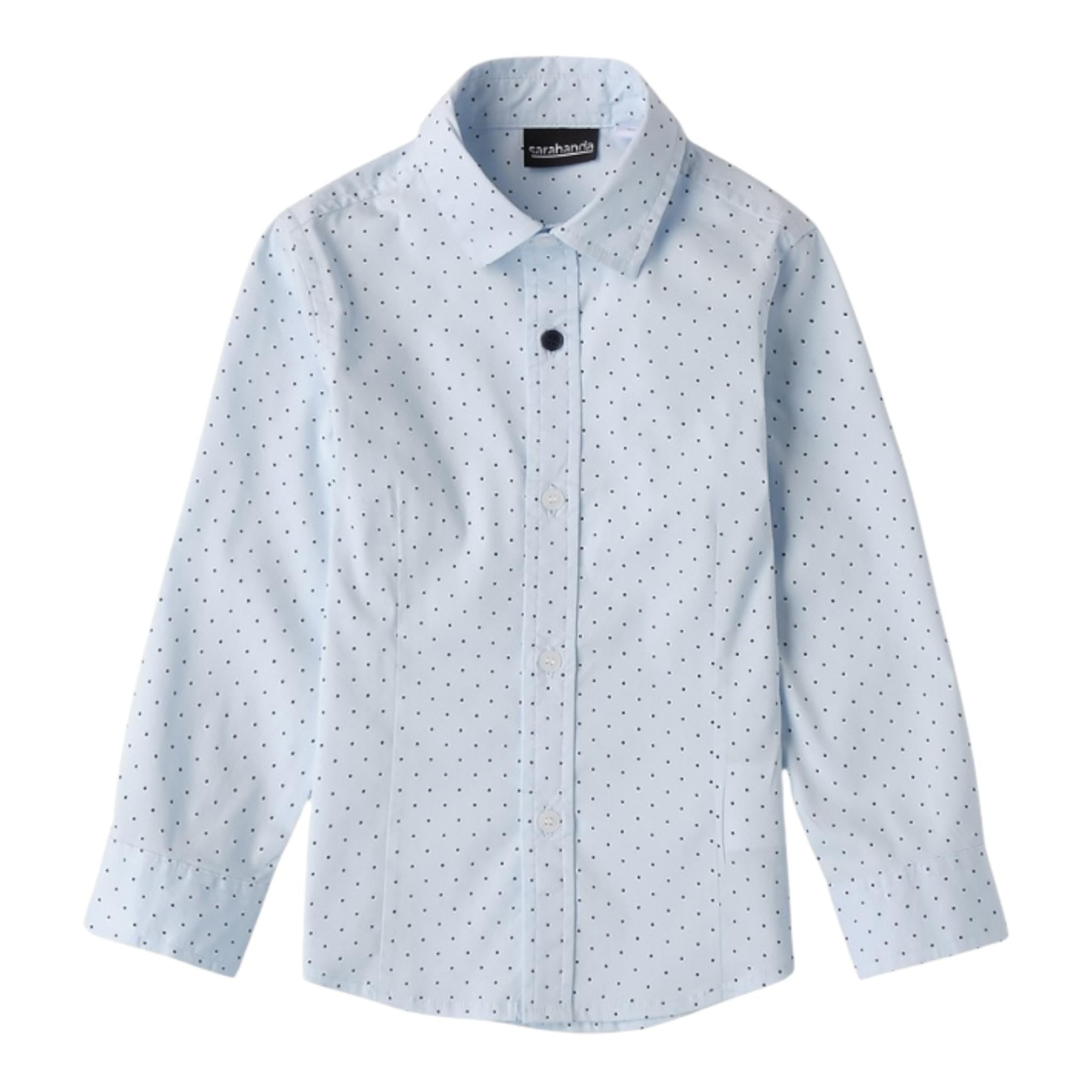 SARABANDA camicia tinta unita con stampa pois Azzurro per Neonato A124 AZZURRO SARABANDA 