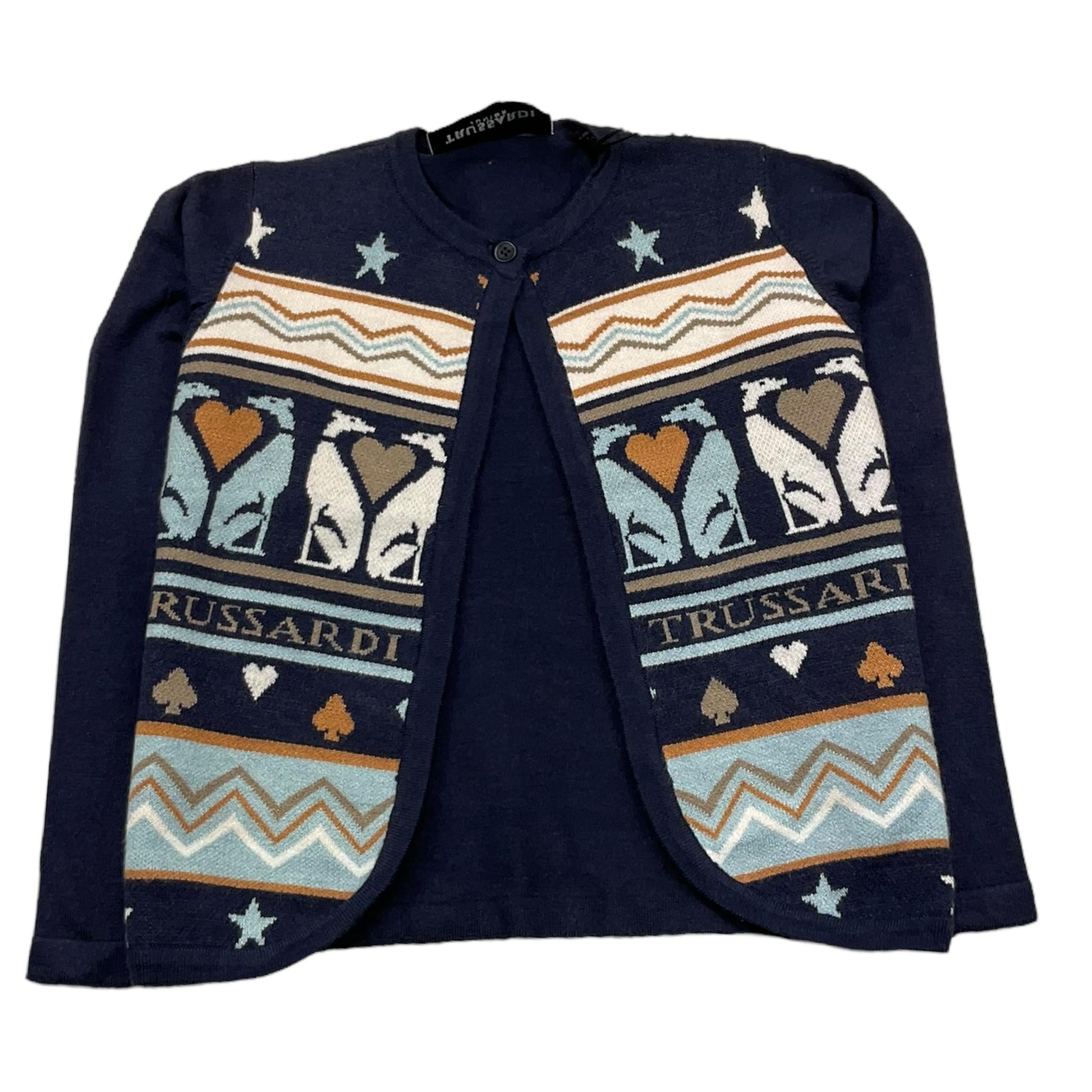 TRUSSARDI cardigan tinta unita stampa fantasia Blu per Bambina TGA25036CD BLU TRUSSARDI 