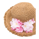 Monnalisa Cappello In Paglia Tinta Unita con Applicazioni per Bambina 19E065 BEIGE MONNALISA 