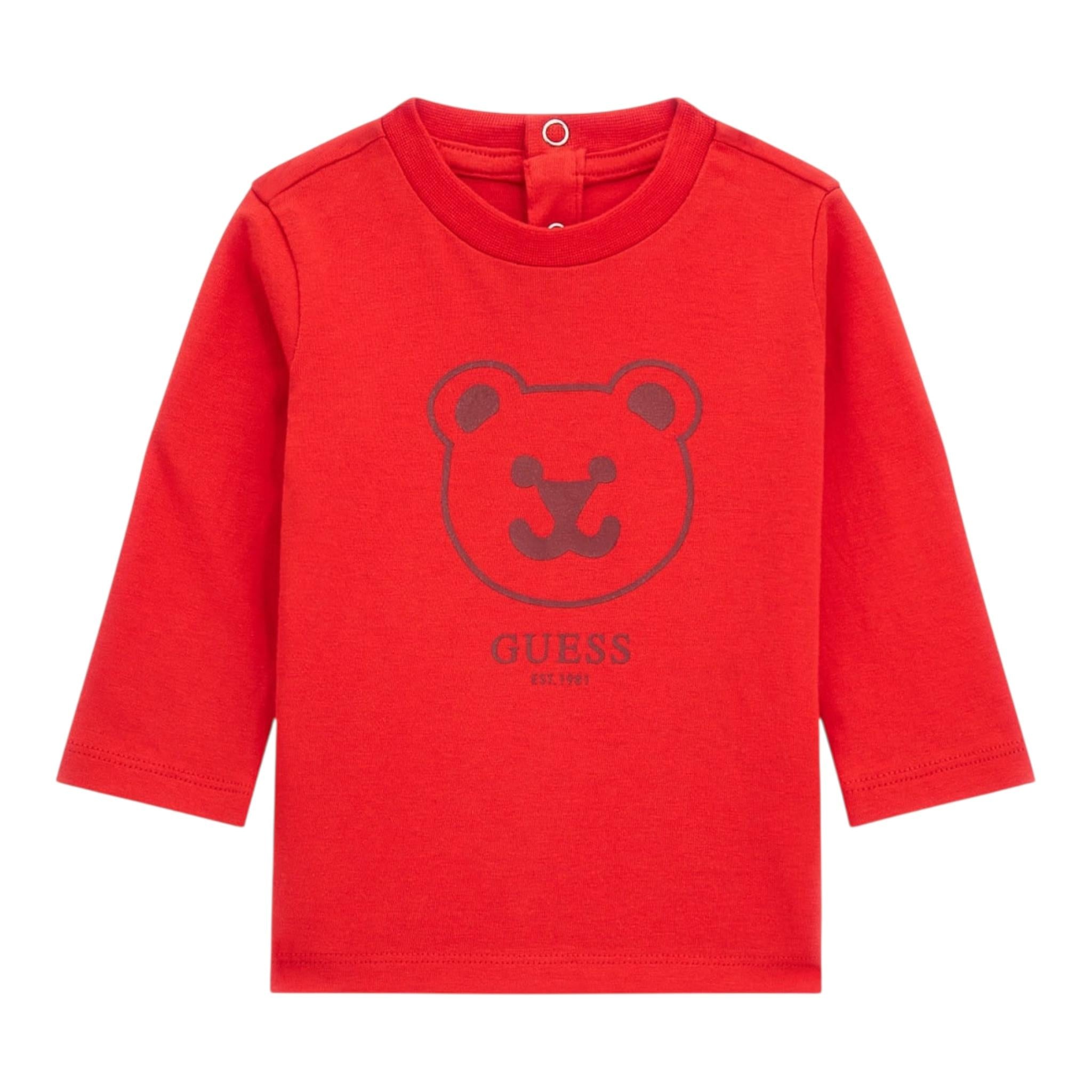 GUESS shirt girocollo tinta unita ocn logo Rosso per Neonato I4YI01K8HM4 ROSSO GUESS 