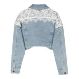 Twinset Jeansjacke mit Stickerei Uni Hellblau für Mädchen
