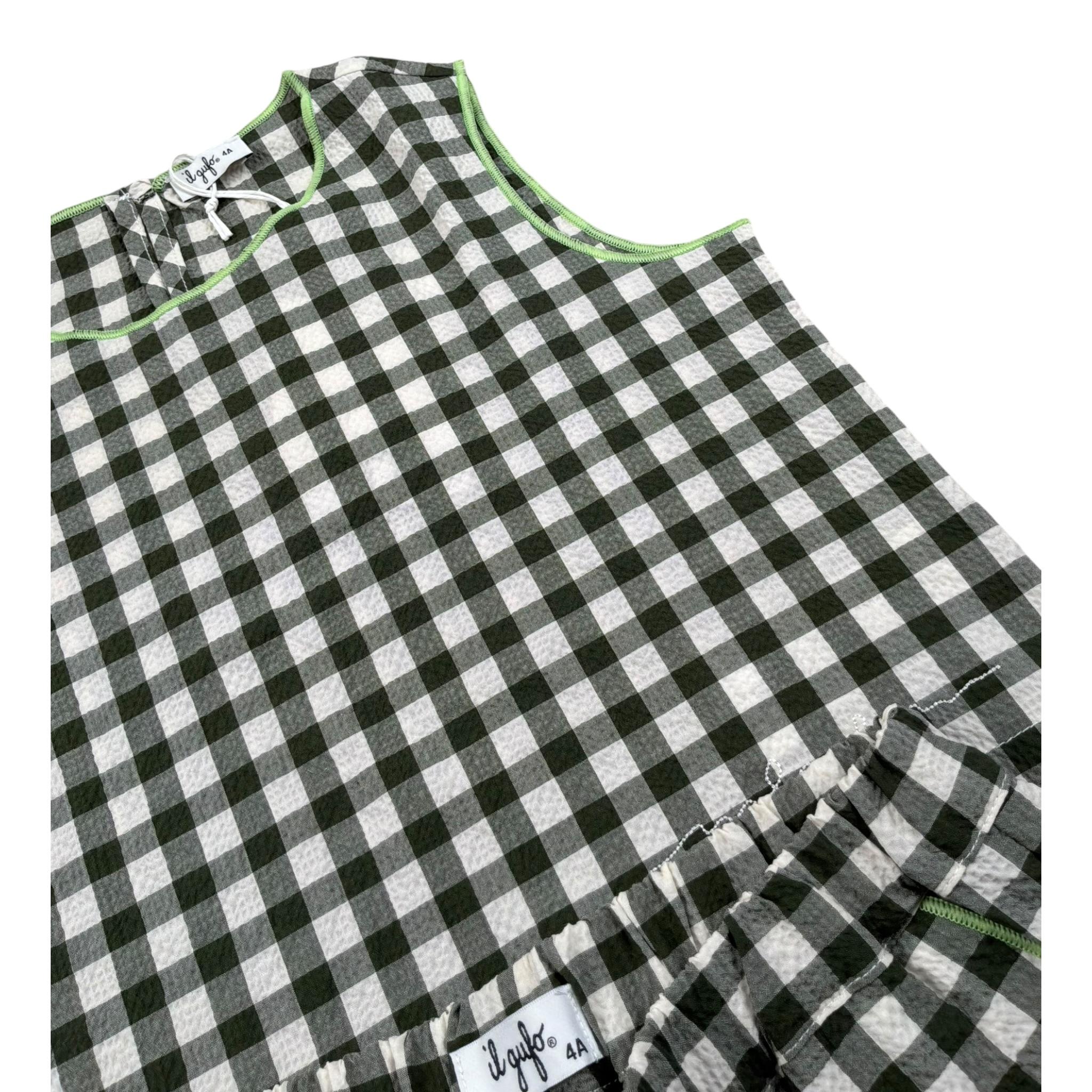 Il Gufo Completo 2 Pezzi Top-Short Bicolore con Fantasia A Quadri per Bambina P25DP540C3161 BIANCO/VERDE IL GUFO 
