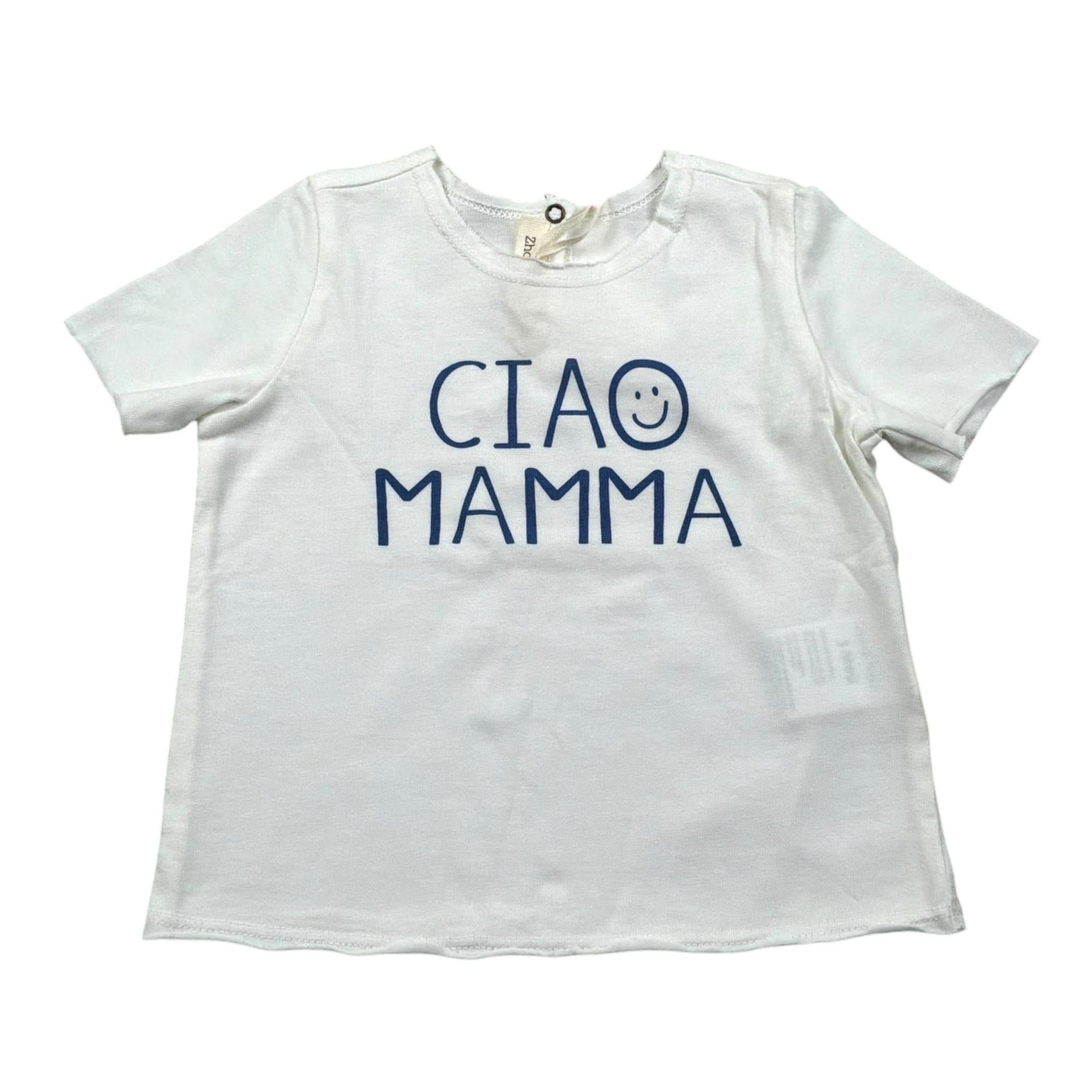 Zhoe & Tobiah T-Shirt Girocollo Tinta Unita con Stampa per Neonato BSE9B PANNA ZHOE & TOBIAH 