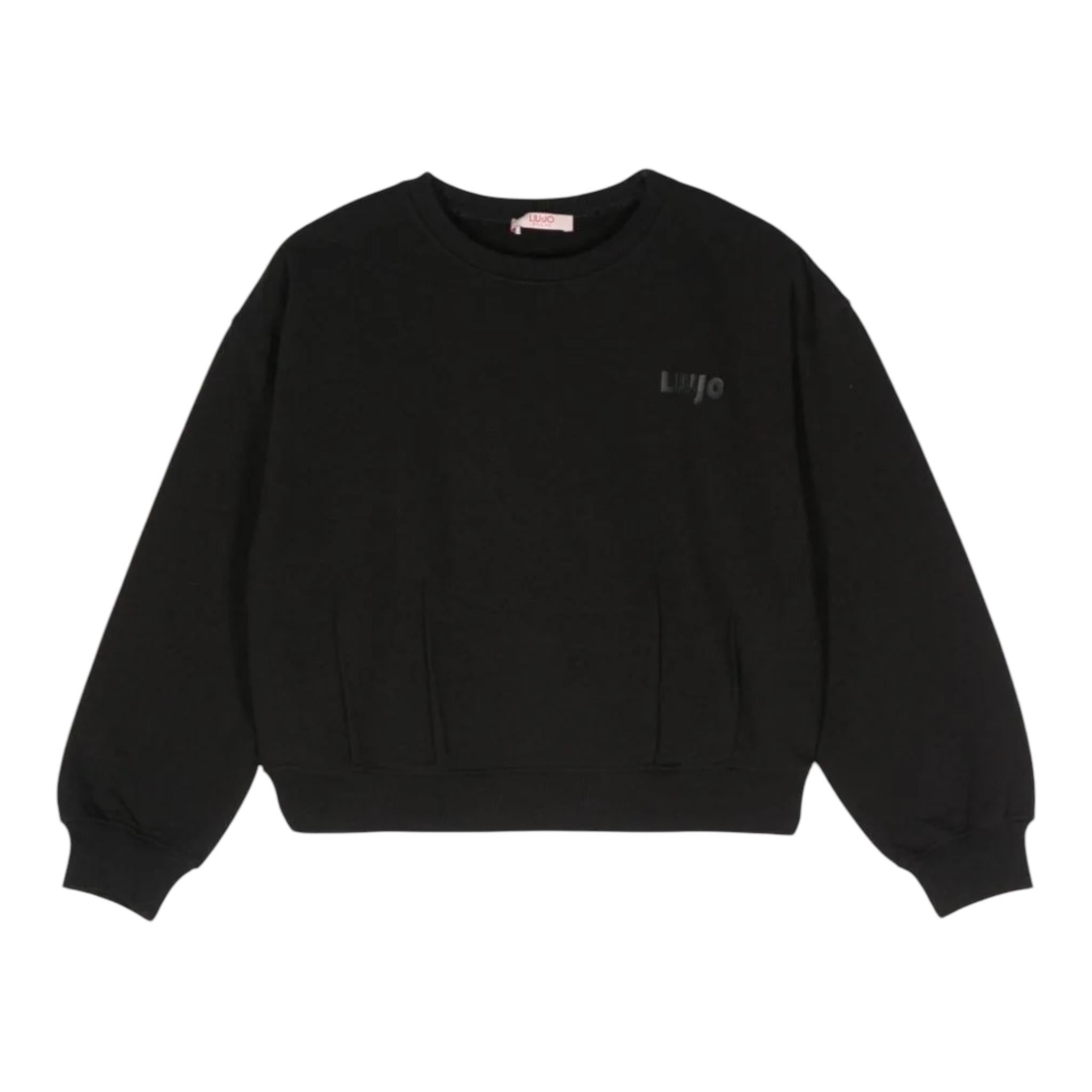 LIU JO felpa chiusa girocollo tinta unita con stampa  Nero per Bambina GF4067 NERO LIU JO 