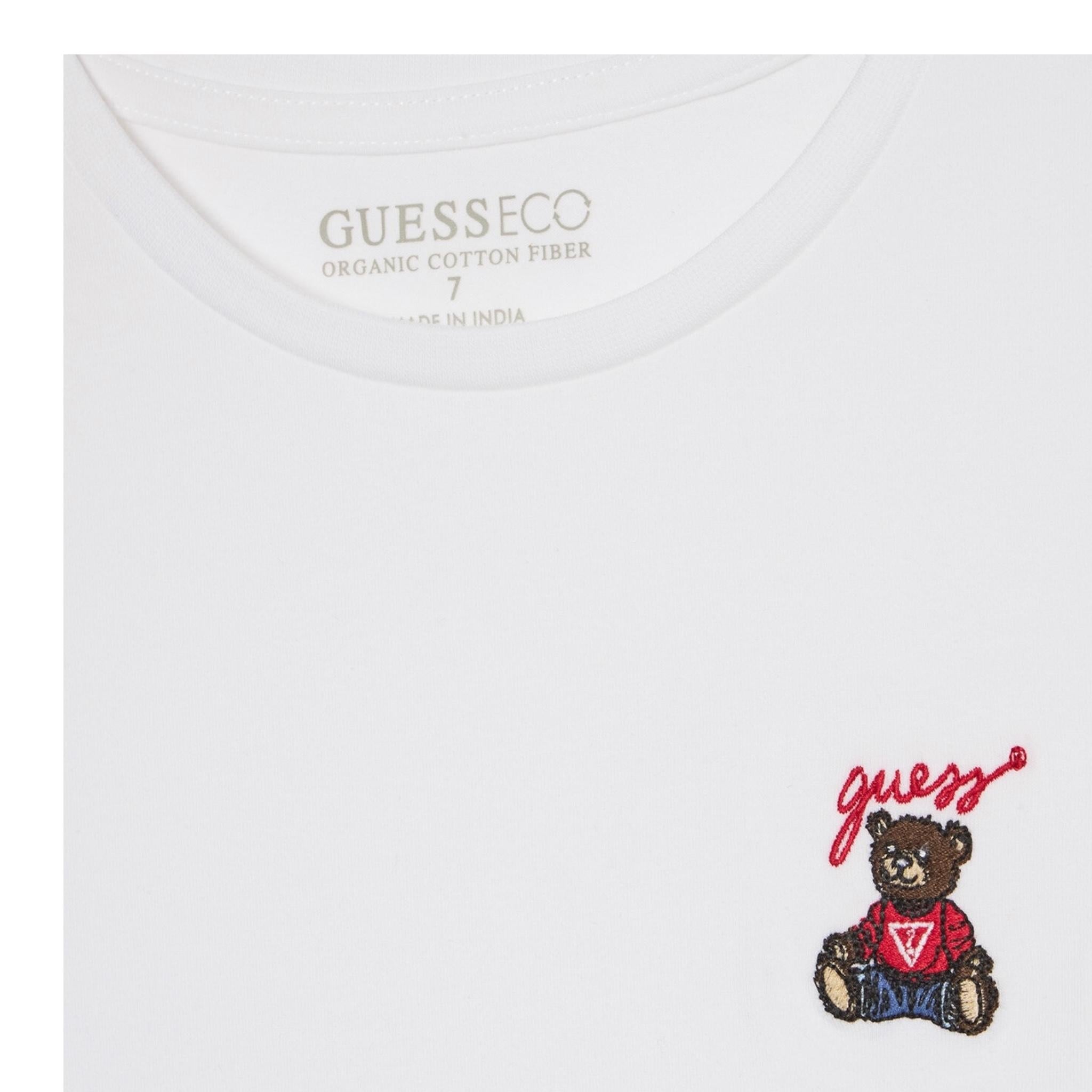 Guess T-Shirt Girocollo Tinta Unita con Logo per Bambino J5RI44J1314 BIANCO GUESS 