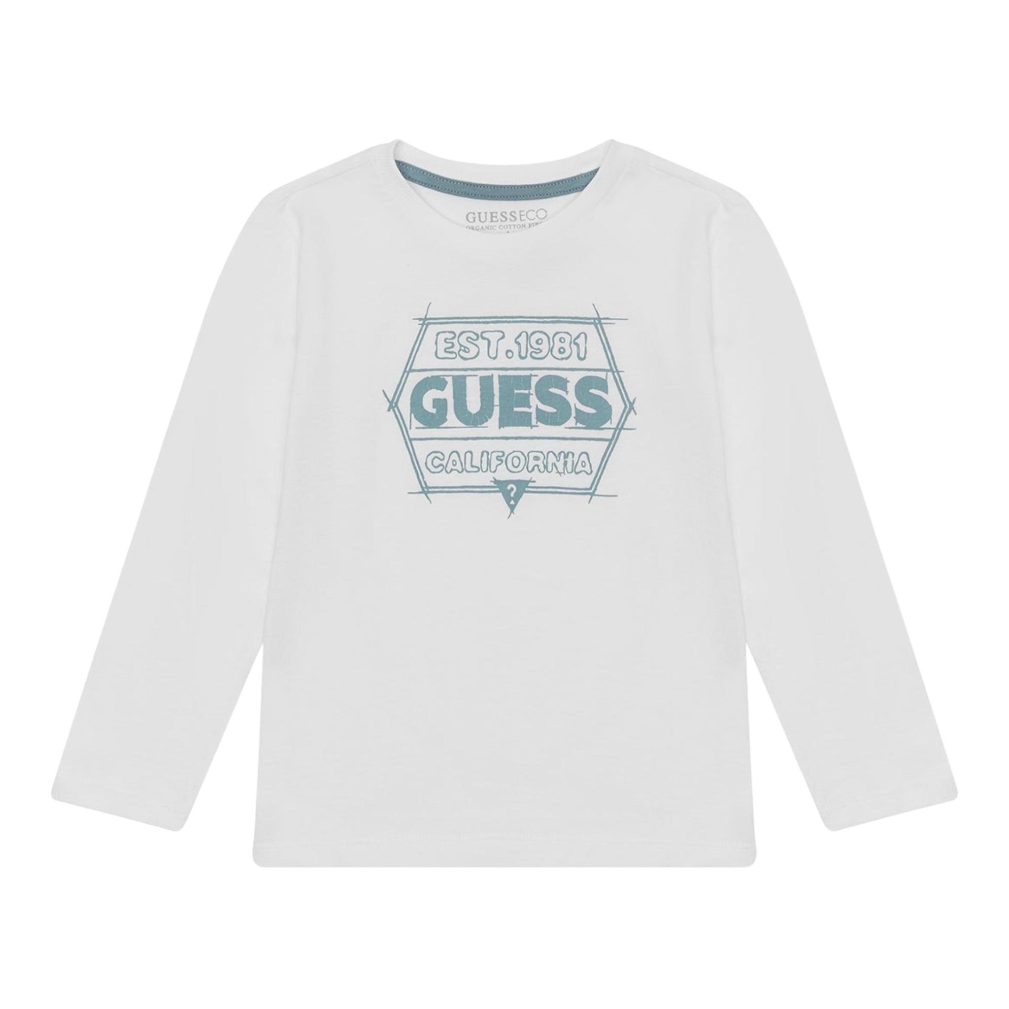 Guess Shirt Girocollo Tinta Unita con Stampa per Neonato N5RI26K8HM4N BIANCO GUESS 