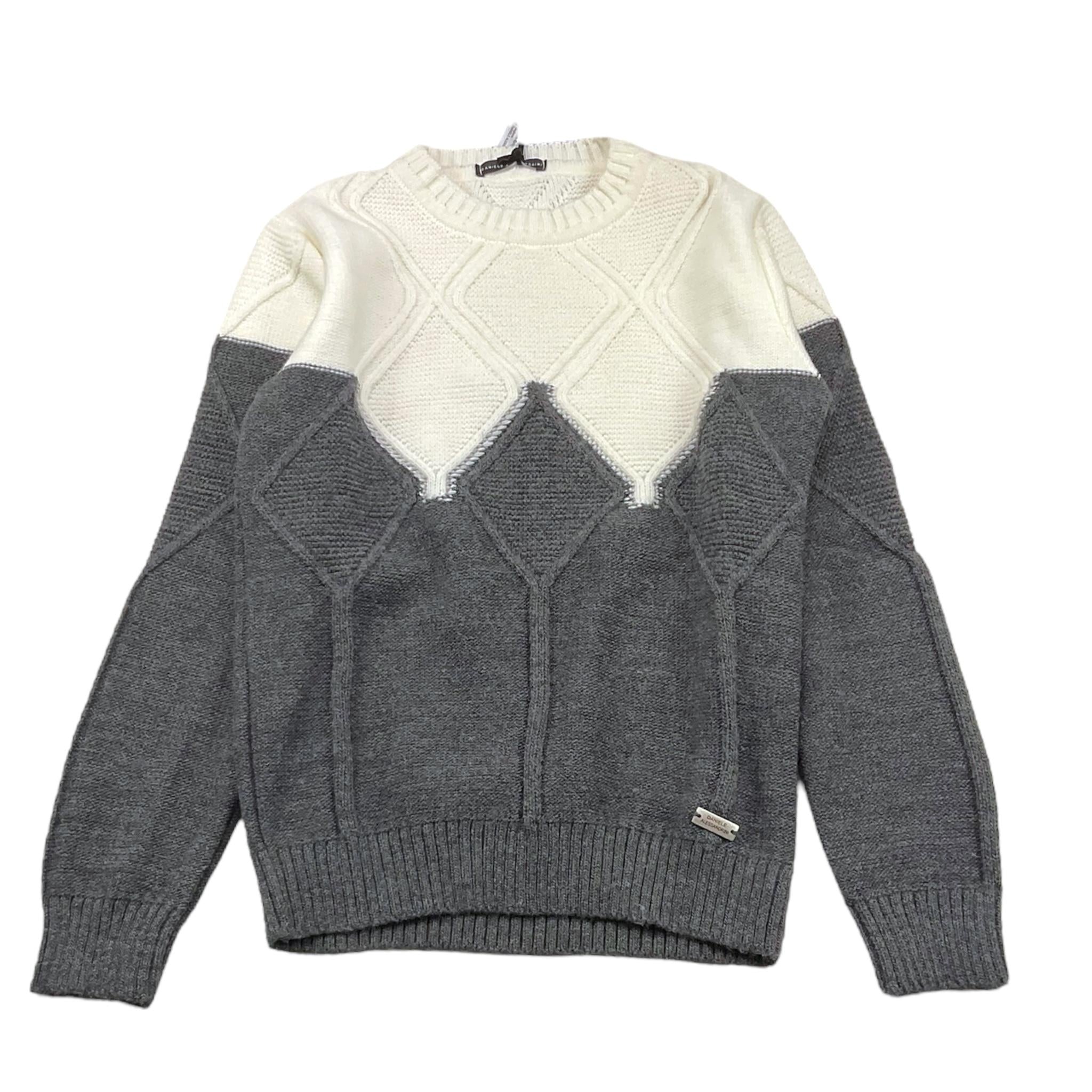 DANIELE ALESSANDRINI maglia girocollo bicolore Bianco/grigio per Bambino 1231W1376 BIANCO/GRIGIO DANIELE ALESSANDRINI 