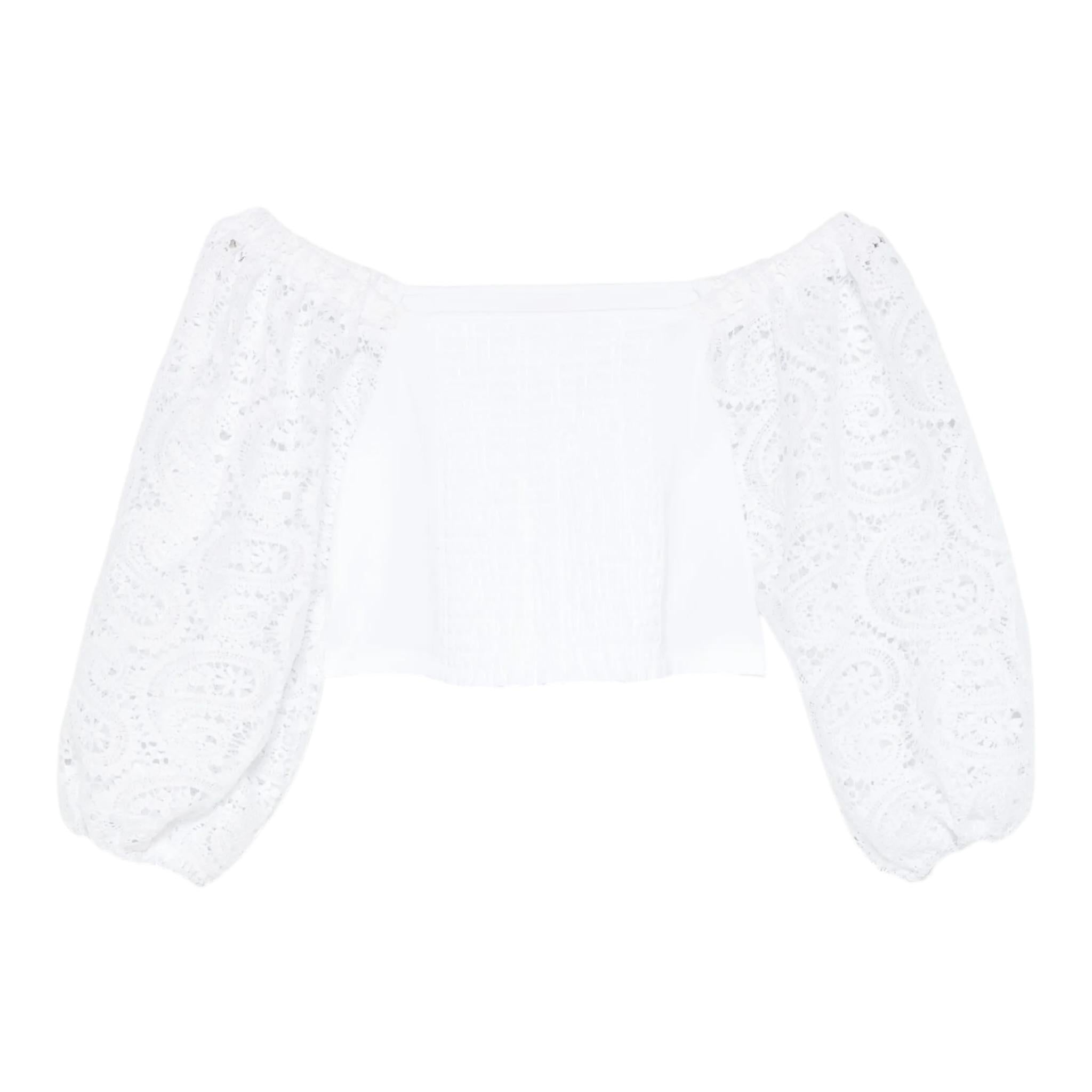 Twinset Top Maniche Ricamate Tinta Unita per Bambina 251GJ2QR9 BIANCO TWINSET 