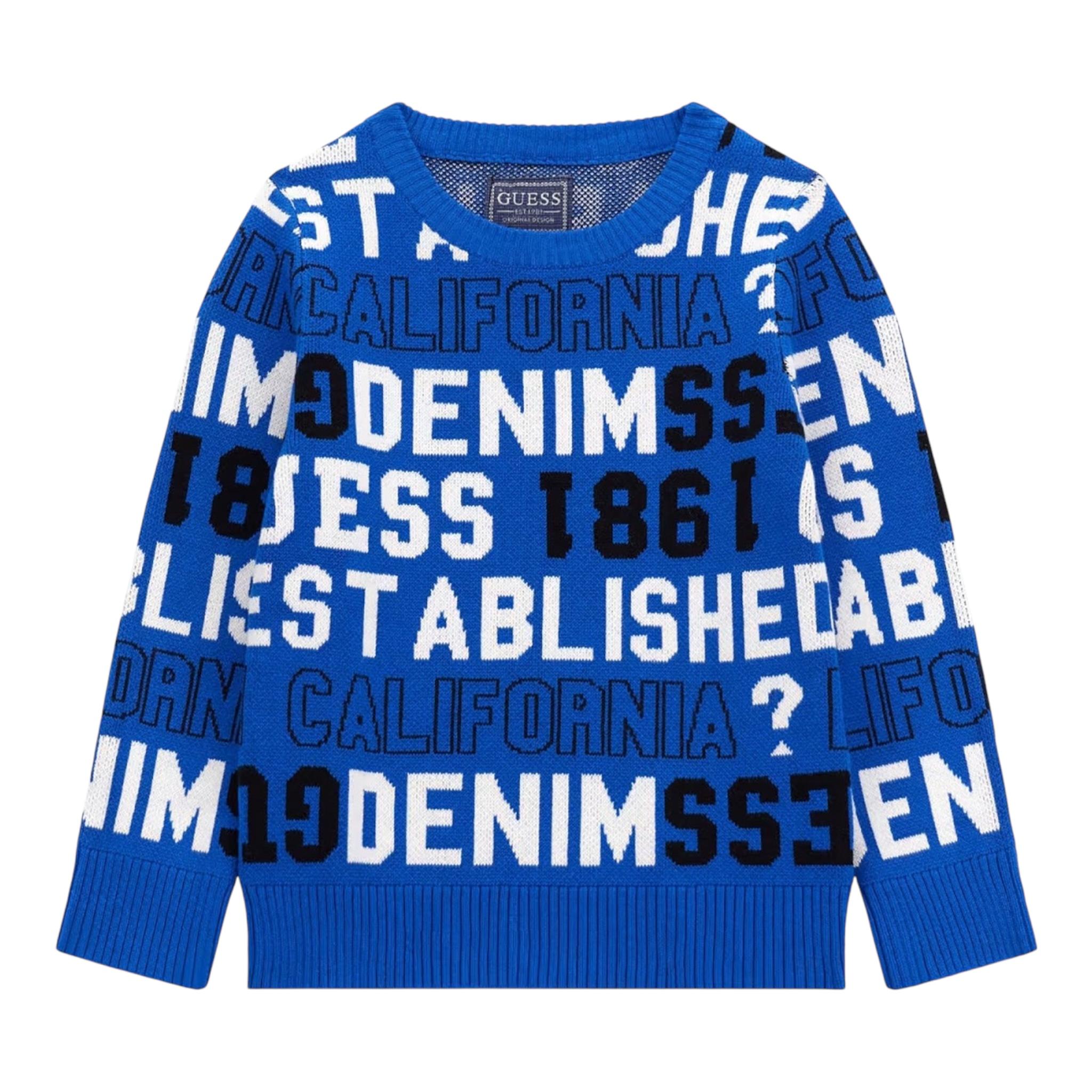 GUESS maglia girocollo tinta unita con stampa Cobalto per Neonato N4YR00Z3GV0 COBALTO GUESS 