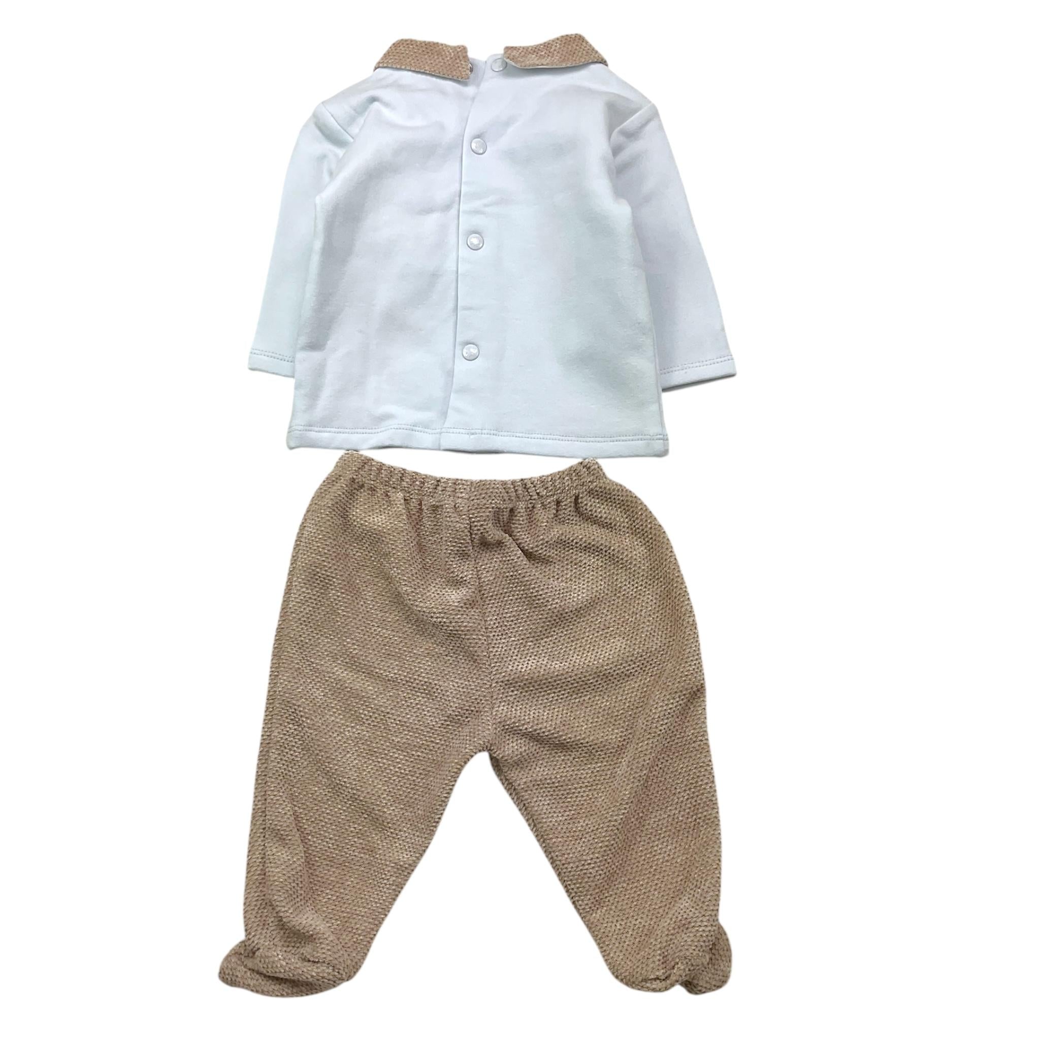 NINNAOH completo 2pz maglia-ghettina bicolore Azzurro/beige per Neonato I23216C AZZURRO/BEIGE NINNAOH 